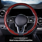 Car Steering Wheel Cover Carbon Fiber Snap On Steering Wheel Accessories Wrap 14.5-15 inch Universal Grip Anti-Skid Protector, Glossy Red
