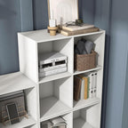 Homes: Inside + Out Apexa 4-Cube Storage Organizer Shelves, Stackable Wood Bookcase Fits Cubby Bins for Organization, Dorm Te