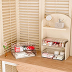 Clear Stackable Makeup Organizer with Drawer, 12''W Acrylic Storage Drawers, Cosmetic Display Case for Vanity Bathroom Counte