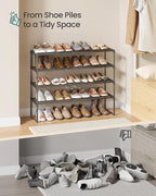 SONGMICS Shoe Rack, 4-Tier Shoe Organizer, Metal Storage Shelf, Upright or Upside Down, for 20-25 Pairs, Stackable, for Entry