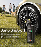 WARWOLF 160PSI Tire Inflator Portable Air Compressor, Electric Air Pump for Car Tires with Pressure Gauge, Dual Power 12V DC, LED Light, Auto Shut-Off, Tire Pump for Auto, Motorcycle, Bicycle, Balls