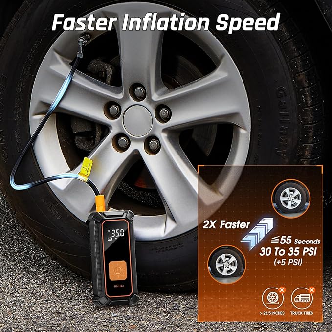 OlarHike Cordless Tire Inflator Portable Air Compressor, 150PSI Dual Power, 5400 mAh Auto Air Pump for Car Tires, Motorcycle, Bicycle, Gifts for Dad with LED Light & Digital Pressure Gauge