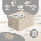 2 Pack Shoe Organizer for Closet, Fits 16-32 Pairs Fabric Shoe Storage Bins Large Shoe Box Storage Containers with Bottom Sup