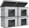 Univivi Foldable Fabric Storage Boxes Large Storage Bins with Lids [4-Pack] Collapsible Storage Cube Organizer, Closet & Bedr