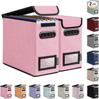 BALEINE File Organizer Box with Lid, Collapsible File Folder Organizer with Plastic Slide, Hanging File Folder Box for Office