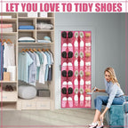 Windyun 40 Over the Door Shoe Organizer Large Mesh Pocket Hanging Shoe Rack for Closet Rose Red Nonslip Behind Door Storage H