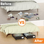 Under Bed Storage with Wheels, 2-Pack Under Bed Storage Containers with Clear Lids, XXL 60L Under the bed storage Organizer B