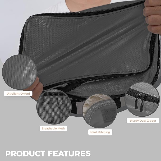 8-Piece Compression Packing Cubes for Travel, Ultralight Luggage Organizer Set with Double Zipper, Space Saving for Suitcase 