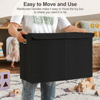 Large Toy Storage Box with Lid, Collapsible Toys Storage Organizer Bins with Dividers and Handles, Storage Chest Bin for Kids