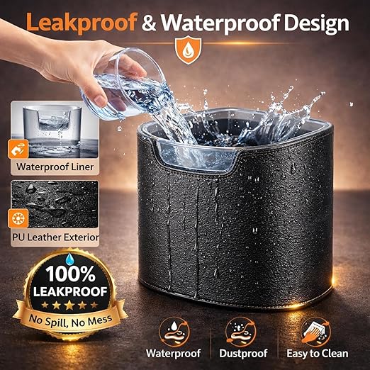 2PC Car Trash Can Leakproof Garbage Can for Car Hanging Back Seat PU Leather Vehicle Trash Bin Removable Liner for Travel Road Trip