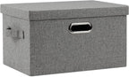 Graciadeco Medium 15" 21 Quart Collapsible Stackable Storage Bins with Lids, 1 Pack Gray Foldable Fabric Closet Storage Boxes