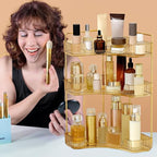 Corner Bathroom Counter Organizer Bathroom Countertop Shelf Makeup Organizer for Vanity Perfume Tray for Corner Storage (3 Ti