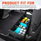 Under Seat Storage - Truck Underseat Tool Box Organizer with 3 Removable Dividers for 2015-2025 2026 Ford F150 SuperCrew Cab