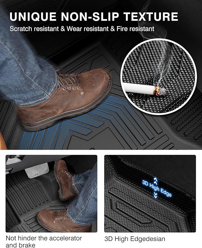 Powerty Floor Mats & Truck Bed Mat for 2022-2024 2025 2026 Ford Maverick Gas Model Accessories Floor Mats 2 Row Liner Set All Weather TPE 3D Floor Liners&Truck Bed Liner