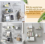 Yaocom 9 Pcs Grid Wall Shelves Gridwall Accessories Wall Grid Panel Hanging Basket with Hooks Set Includes 3 Basket 3 Wire St