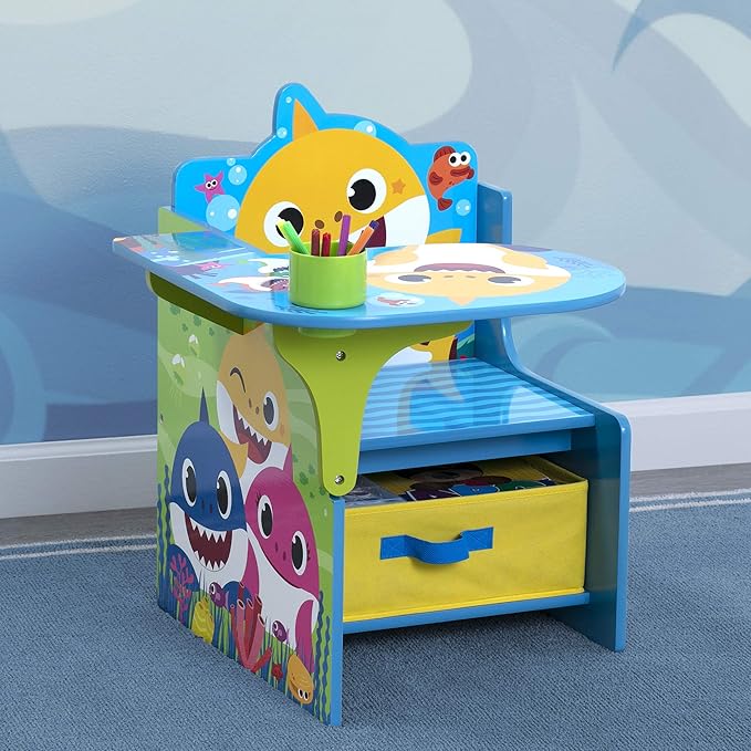 Baby Shark Chair Desk with Storage Bin - Ideal for Arts & Crafts, Snack Time, Homeschooling, Homework & More by Delta Childre