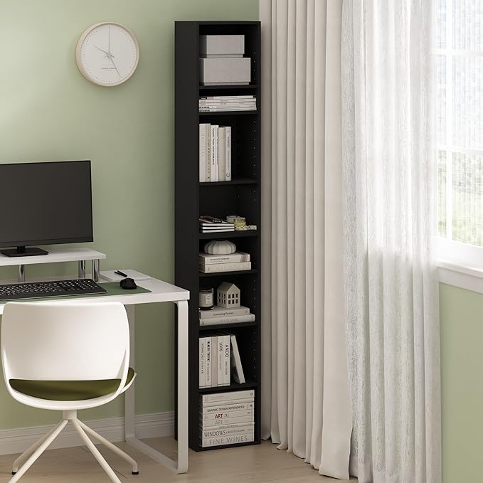 Furinno PASIR Book Shelf, 8-Tier Bookshelf, Bookcase with Open Shelf, 9.3 x 11.8 x 70.9, for Living Room, Bedroom, Home Offic