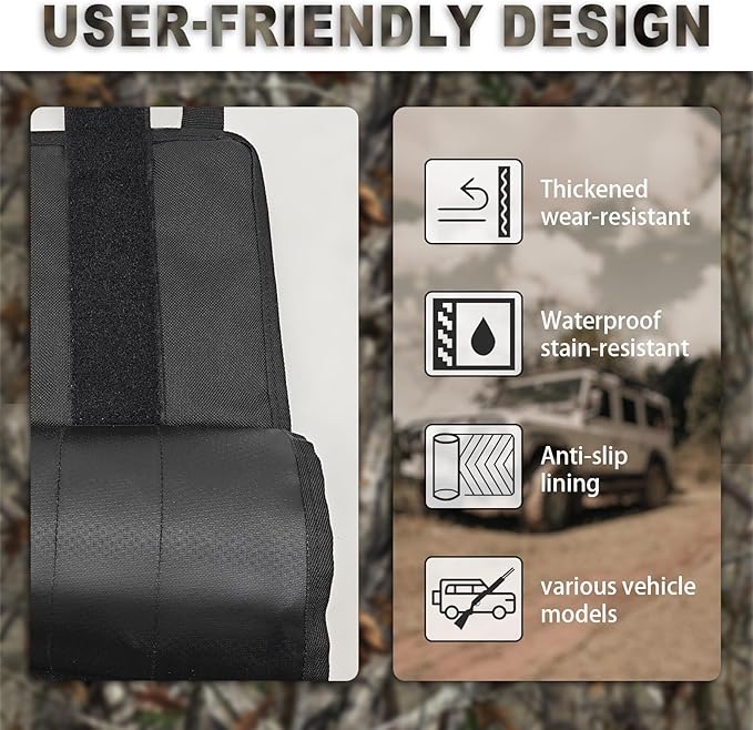 Truck Gun Rack（Set of 2）, Seat Back Gun Rack with Adjustable Straps, 600D Oxford Cloth, Universal Rifle Holder, PVC Coated, Secure Storage Pockets for Hunting Gear, Easy to Install Vehicle Gun Rack