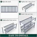 Smiry Shoe Rack, 3 Tier Bamboo Shoe Organizer, Stackable Free Standing Wooden Shoe Storage Shelf for Closet, Entryway, Front 