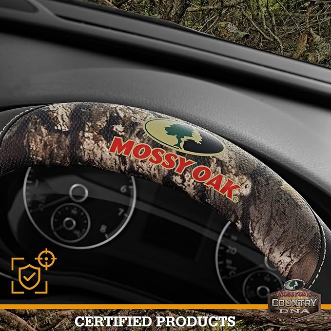 Mossy Oak Full Camo Steering Wheel Cover - Made from Premium Leather, Universal Fit for 14 1/2 to 15 inches - Official Licens