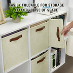 Bagnizer Collapsible Fabric Storage Cube Bins with 2 Reinforced PU Handles, Foldable Storage Organizer Baskets for Closet, Sh