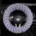 Fuzzy Winter Steering Wheel Covers for Women, Warm Cute Fluffy Car Wheel Cover for F150, Truck, Jeep, Van, Soft Furry Auto Plush Large Car Handle Cover for Cold Weather, 15.2-16in, Purple