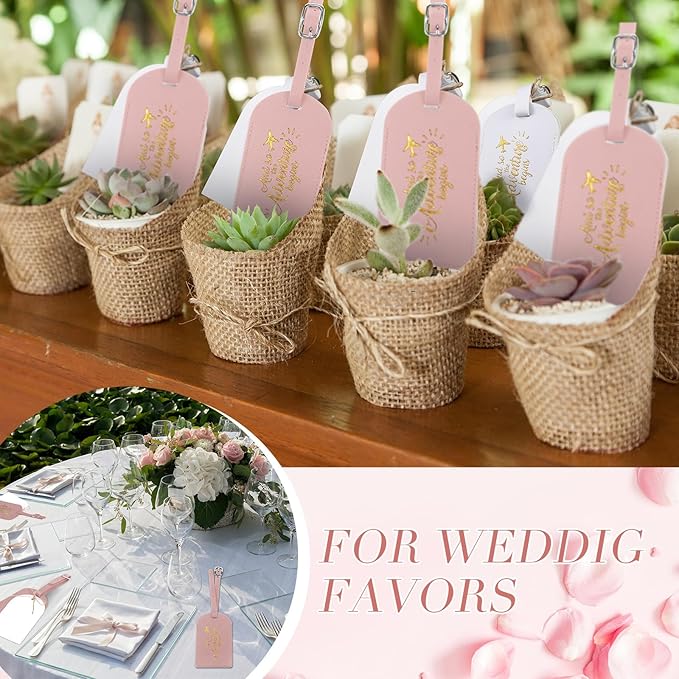 Amylove Bulk Luggage Tags Wedding Favors Adventure Begins Luggage Tags for Guests Travel Tag for Suitcase Bridal Gift 24 Pack
