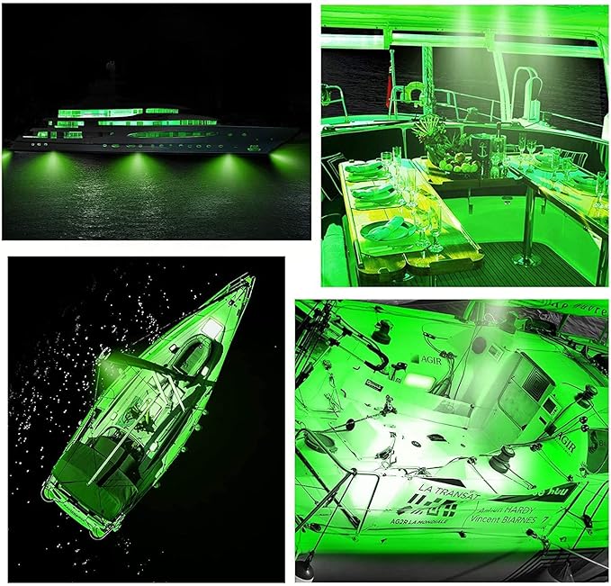 Boat Led Strip Lights, 4 Pcs 24'' Marine Interior Courtesy Deck Navigation Lights, Super Bright Waterproof Marine Led Lights Strip for 12V Pontoon Fishing Boat Yacht Kayak Sailboat (Green)