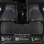 CAR PASS Heavy Duty Rubber Floor Mats for Car, Waterproof Liner Deep Dish Car Mats Full Sets, Universal Trim to Fit for SUV Truck Sedans Vans, All Weather Automotive Floor Mats 3pcs, Black Blue