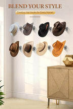 Cinati Cowboy Hat Rack for Wall, 8 Pack Cowboy Hat Holder Wall Mount, Western Rustic Metal Hats Hooks for Western-Hat, Fedora