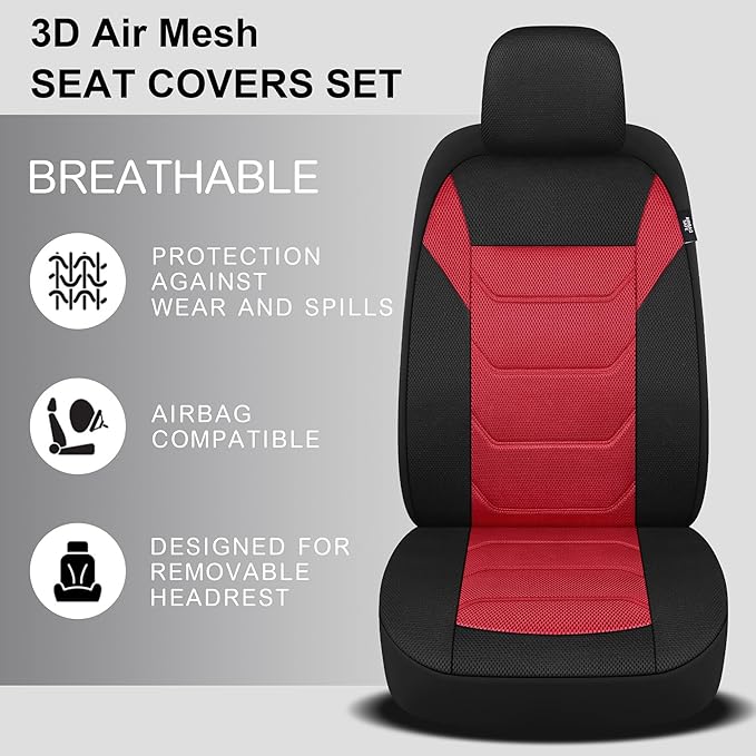 3D Air Mesh Car Seat Cover Front Sets Washable and Breathable Premium Cloth Automotive Vehicle Seat Covers for Cars Interior,