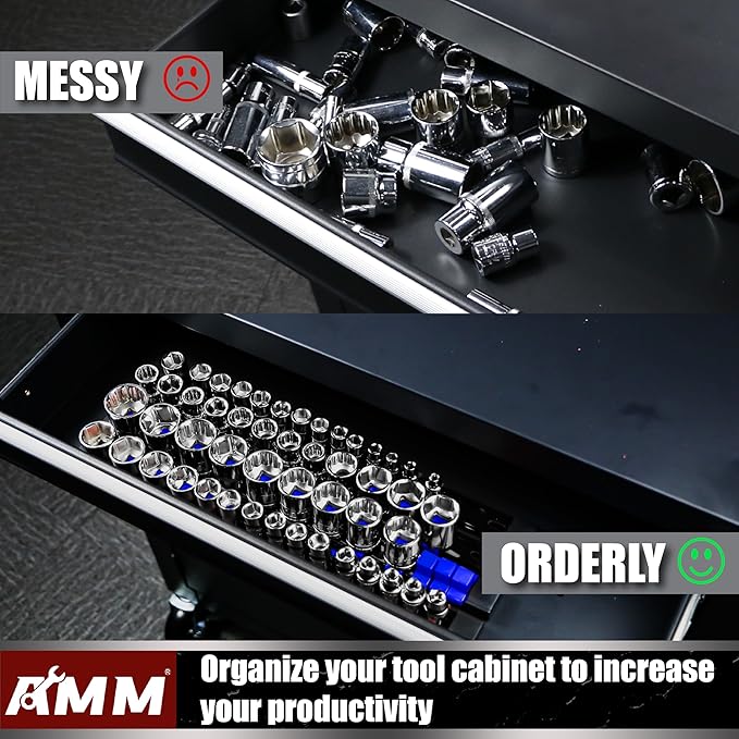 AMM 9-Piece Socket Organizer, 1/2 inch, 3/8 inch and 1/4 inch Drive ABS Tools-Blue Socket Holder,Heavy Duty Socket Racks, Pre