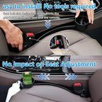 Seat Gap Filler Compatible with Kia Sportage.Deeper Than Standard Retail Models(7.5cm)|Added Cup Holder (2 Fixed Points) + Hooks + Charging Cable Port |2pcs Black| Free Window Break Hammer 1pcs|