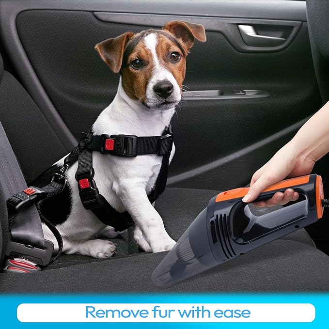 SYAYVO Portable Car Vacuum Cleaner - 8000PA/100W/DC12V Corded Vacuum Cleaner Handheld Vacuum with Attachments, LED Light Clea
