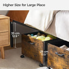Under Bed Storage with Wheels, Wooden Under Bed Drawers On Wheels, Rolling Under Bed Shoe Storage, Space Saving, Rustic Brown