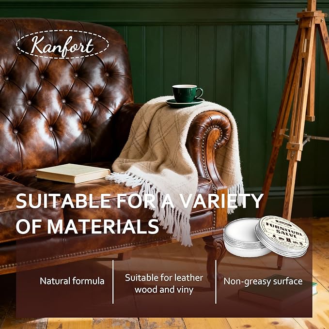 Leather & Furniture Repair Salve, Furniture Salve with Brush for Leather Wood, Leather Conditioner Help Prevent Cracking or F