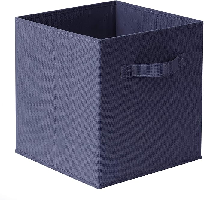 Casafield Set of 6 Collapsible Fabric Cube Storage Bins, Navy Blue - 11" Foldable Cloth Baskets for Shelves, Cubby Organizers