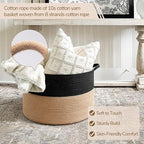 INDRESSME XXXLarge Cotton Rope Basket Woven Baby Laundry Basket Blanket Baskets Toy Baskets with Handle Comforter Cushions St