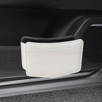 Car Trash Can Small Leather Vehicle Trash Bin Car Dustbin Garbage Organizer Holder with Trash Bag Foldable Mini Cars Storage Bag Container for Auto SUV Van Trucks (White,Clip on)