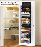 MISSLO 12 Tier Over the Door Shoe Organizer Hanging Shoe Rack for Closet Storage Sneaker Holder for Door Fit 24 Pairs Sandals