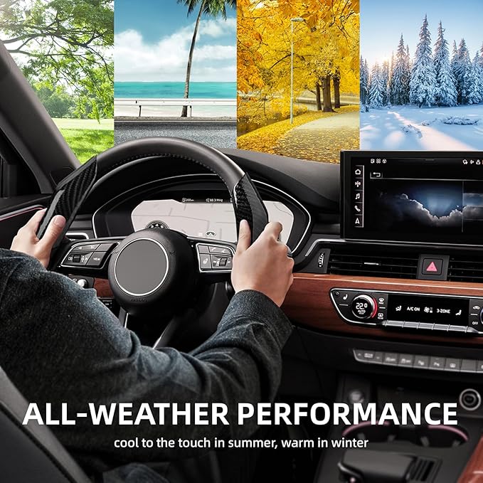 Carbon Fiber Steering Wheel Cover with Anti-Slip Lining and Segmented Design 2pcs Universal Steering Wheel Protector for Men 