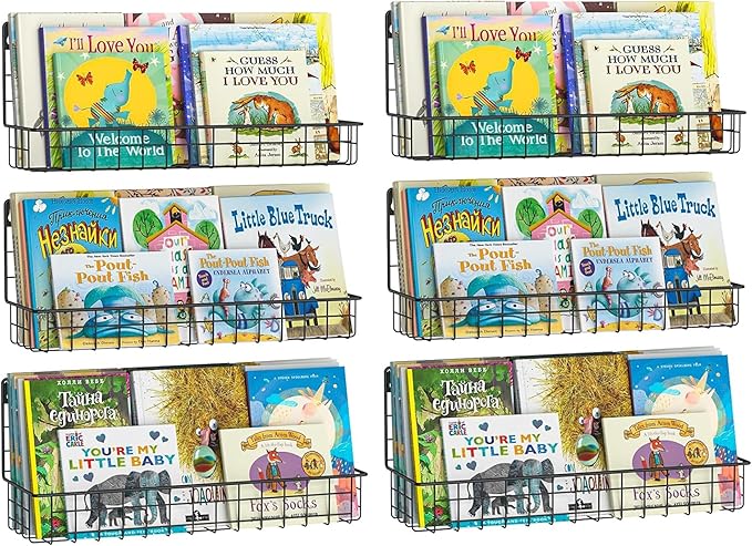 X-cosrack Floating Book Shelves for Wall Kids Bookshelf,Metal Hanging Wall Mounted Shelf for Nursery Toddler, Kids Room, Clas