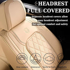 Coverado Front Seat Covers, 2-Pack Luxury Faux Leather Car Seat Cover, Beige Seat Covers, Car Seat Protector Waterproof, Car 