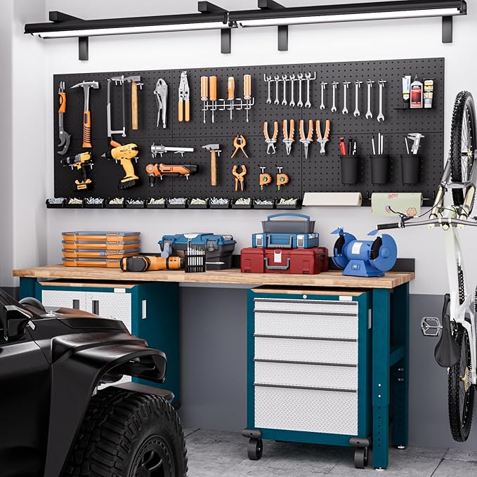 INCLY 48x36 Inch Metal Peg Board Kit with 1/4" Pegboard Hooks Accessories, 6PCS Peg Board Panels and 234PCS Black Pegboard Wa