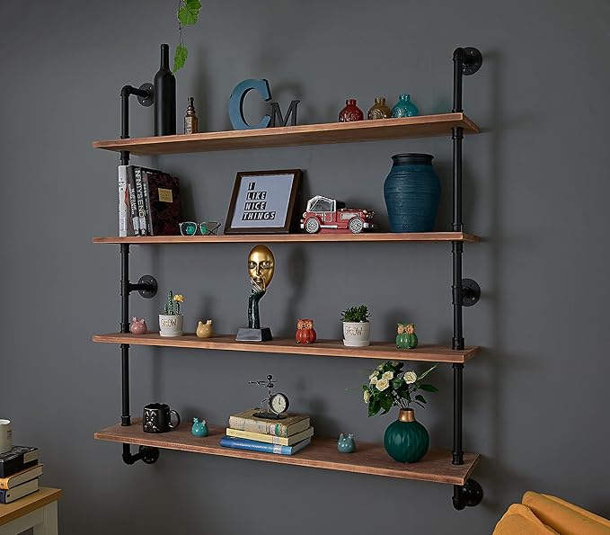 Pipe Shelves Industrial Pipe Shelving Shelves Real Wood Industrial Floating Pipe Shelves with Wood Planks 36 inch Wall Shelve