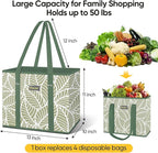 BALEINE 1Pk Reusable Grocery Bags, Foldable Shopping Bags for Groceries with Reinforced Bottom & Handles (Antique Foliage)