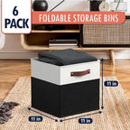 Ornavo Home 11 x 11 Storage Cube Bins, Foldable Collapsible Fabric Storage Bins Box Linen Shelf Basket Cube Organizer for Clo