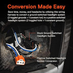 True Mods H6054 H4 LED Headlight Wiring Harness [Negative Switched Conversion] [Fused] Universal H4 Head Light Relay Harness 