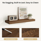 Fun Memories Rustic Wood Floating Shelves for Wall, Space-Saving Wall Mounted Shelves for Bathroom, Bedroom, Living Room and 