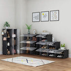 HOMIDEC Shoe Rack, 4 Tier Shoe Storage Cabinet 16 Pair Plastic Shoe Shelves Organizer for Closet Hallway Bedroom Entryway Bla